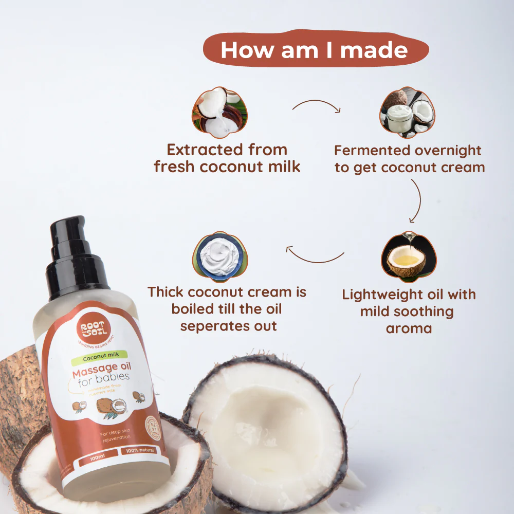 Coconut Milk Baby Massage Oil (Classic) | Soothens and rejuvenates skin | 0+ m - Image 4