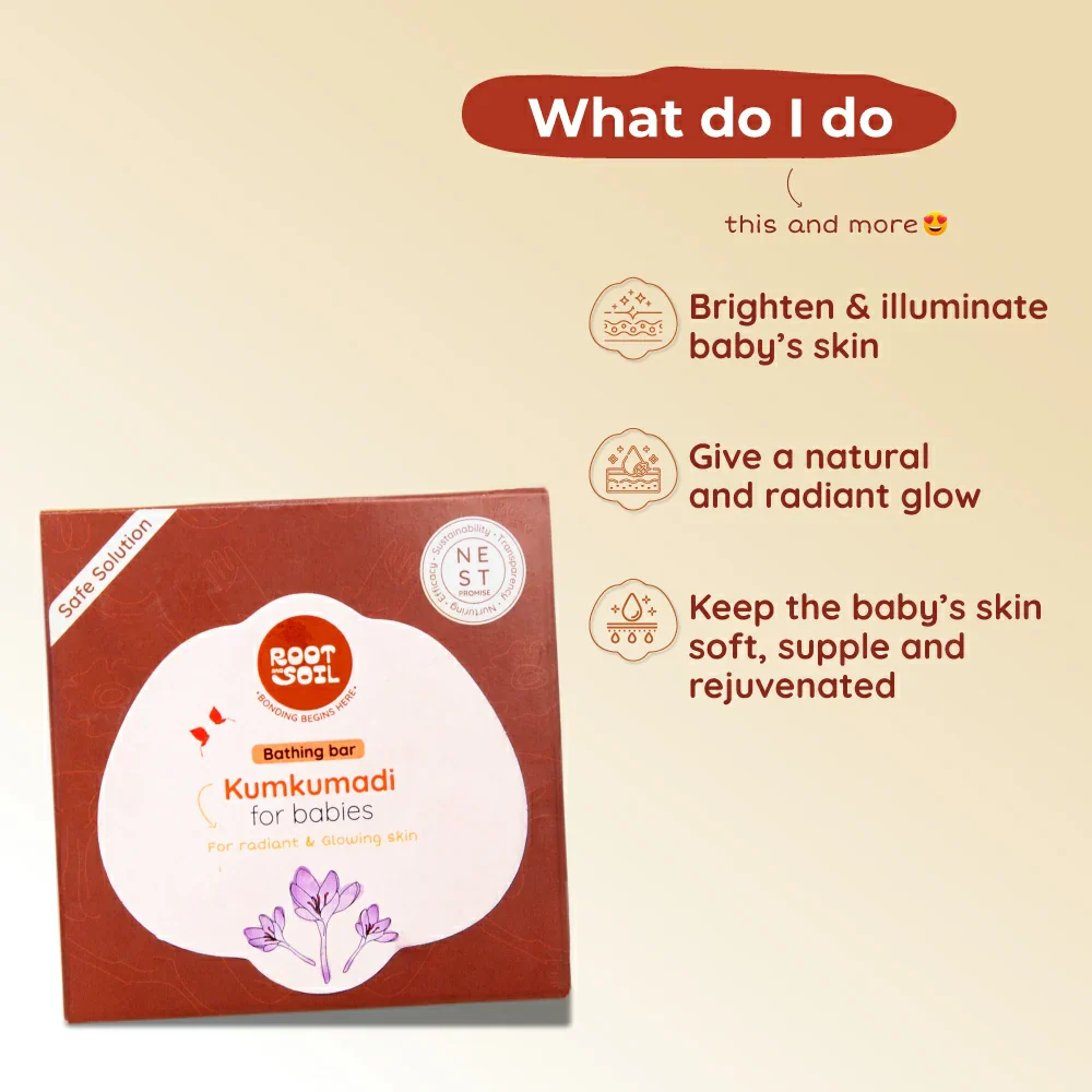 Kumkumadi Bathing Bar | Radiant & Glowing Baby Skin | 0+ M | 100 g - Image 4
