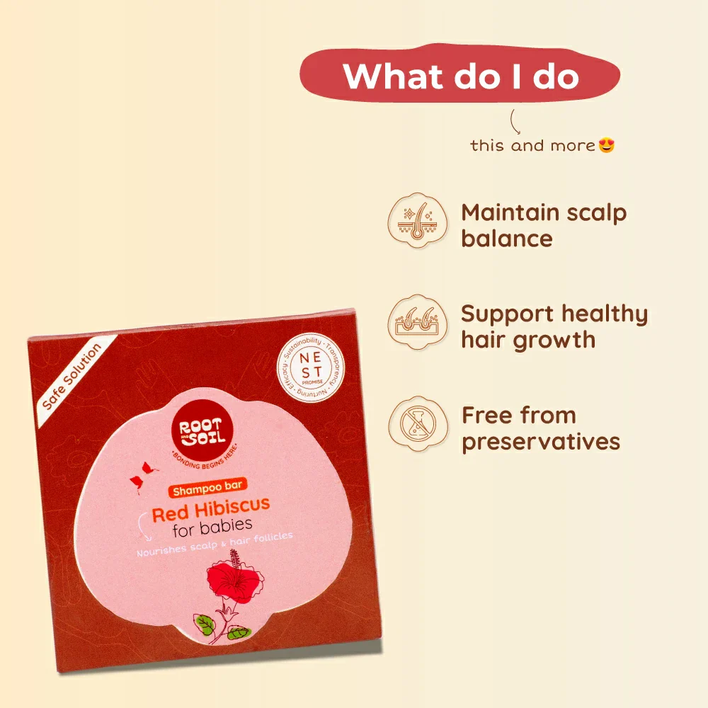 Red Hibiscus Shampoo Bar For Babies | Hair Strengthening & Growth | 100 g | 0+ M - Image 4