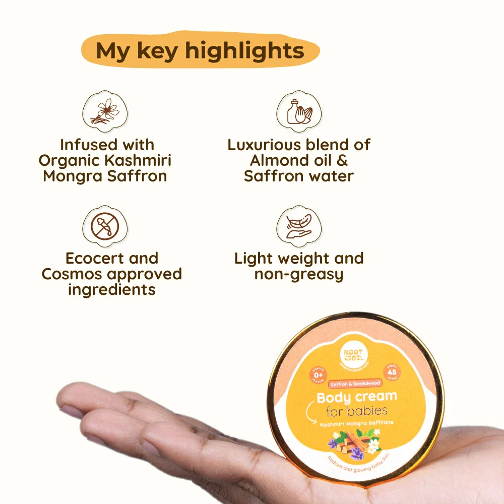 Saffron & Sandalwood Body Cream | Glowy & Healthy Baby Skin | 0 m - 8 y | 45 g - Image 4